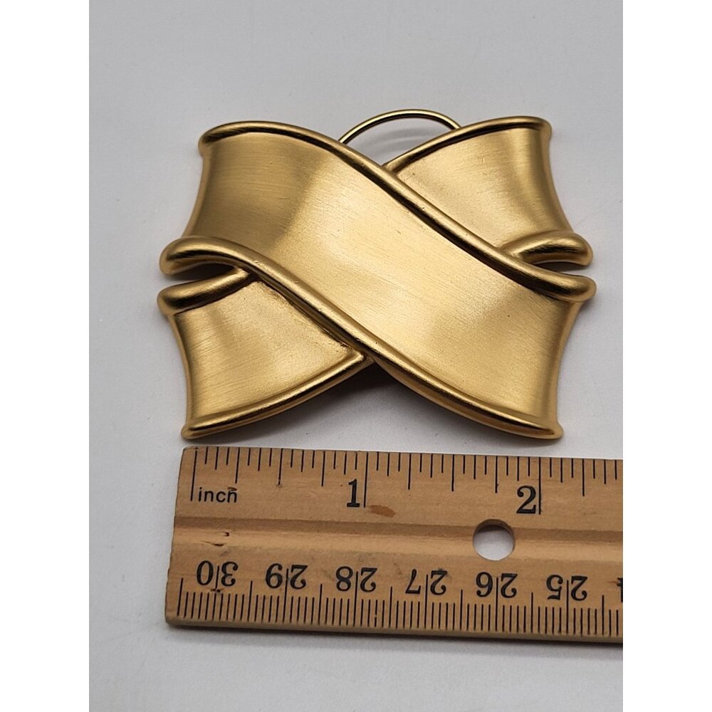 Monet Large X Statement Brushed Gold Tone Scarf Clip Vintage Classic - Picture 6 of 7